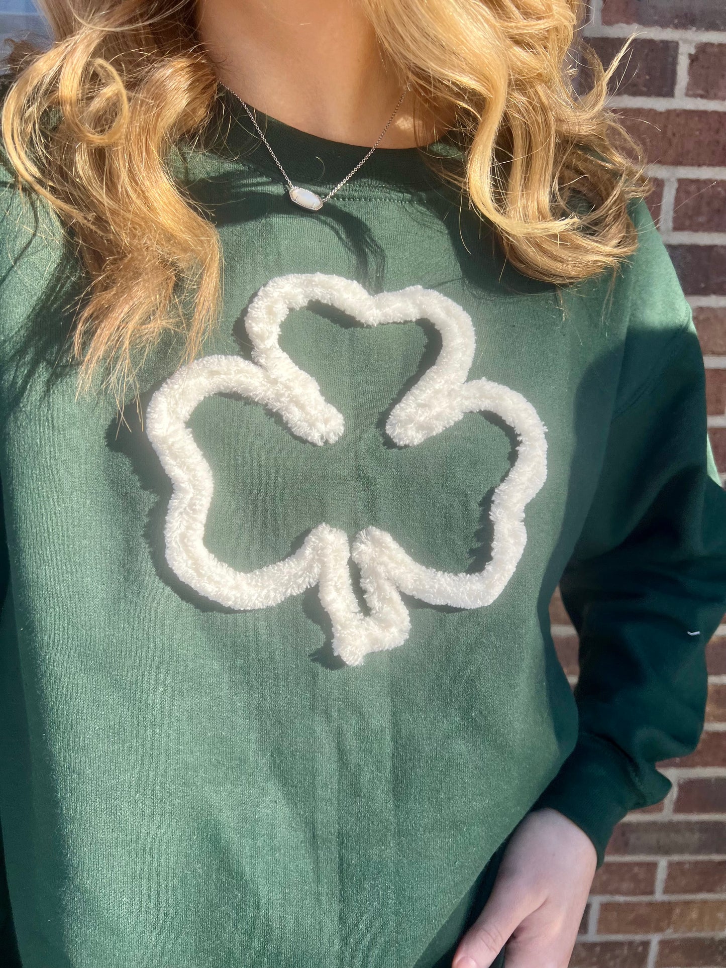 Fuzzy Shamrock Crewneck