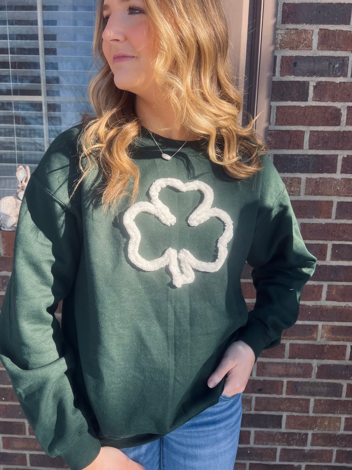 Fuzzy Shamrock Crewneck