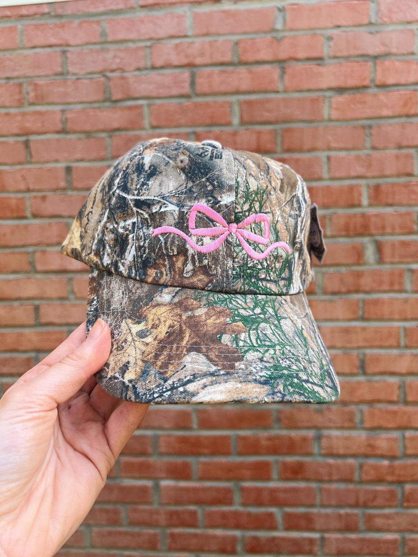 Camo Ball Cap with Pink Bow