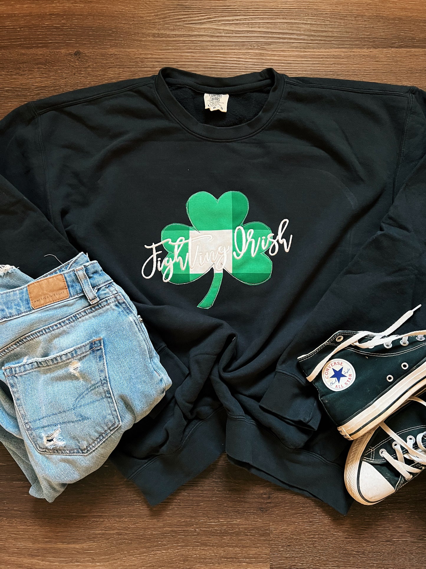 Fighting Irish Gingham Shamrock Sweatshirt