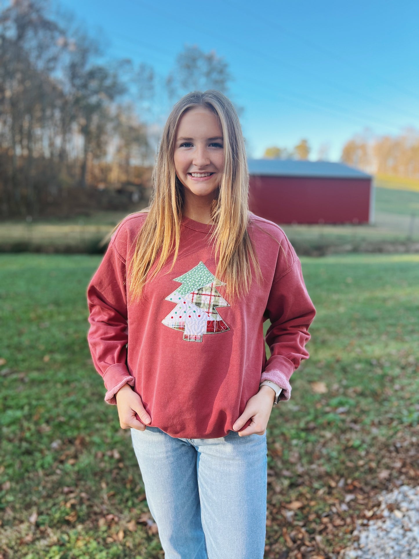 Quilted Christmas Tree Crewneck