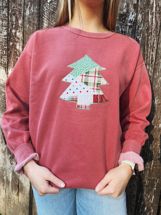 Quilted Christmas Tree Crewneck